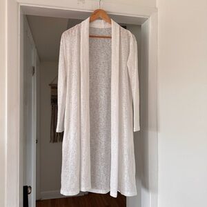 Lightweight Open-Front White Duster Cardigan
